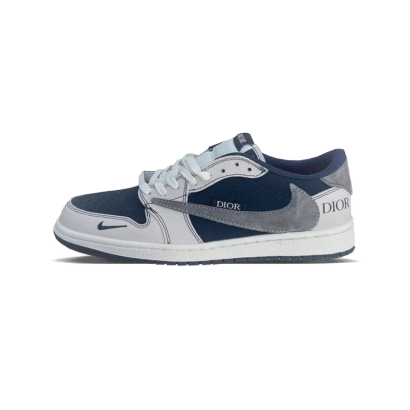 کفش نایک ایر جردن وان دیور Air Jordan 1 Low Dior Cream Navy Grey