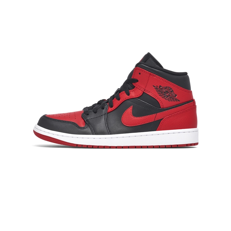 کفش نایک ایر جردن وان ساقدار مشکی قرمز Nike Air Jordan 1 Mid Bred Black Red